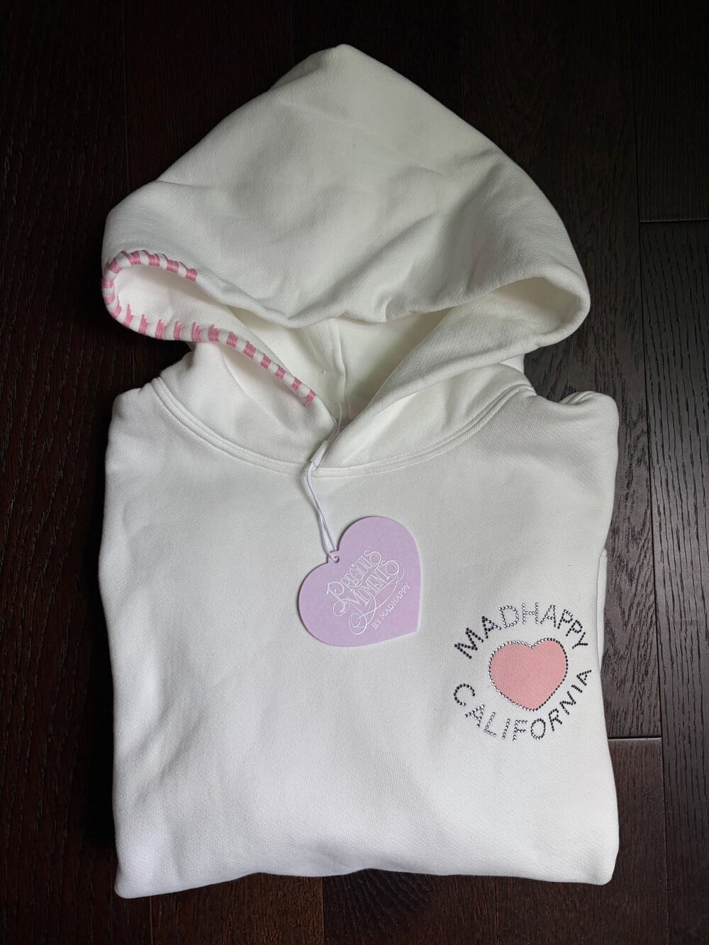 MadHappy Precious Moments Crystal Heart Hoodie (White) - Medium